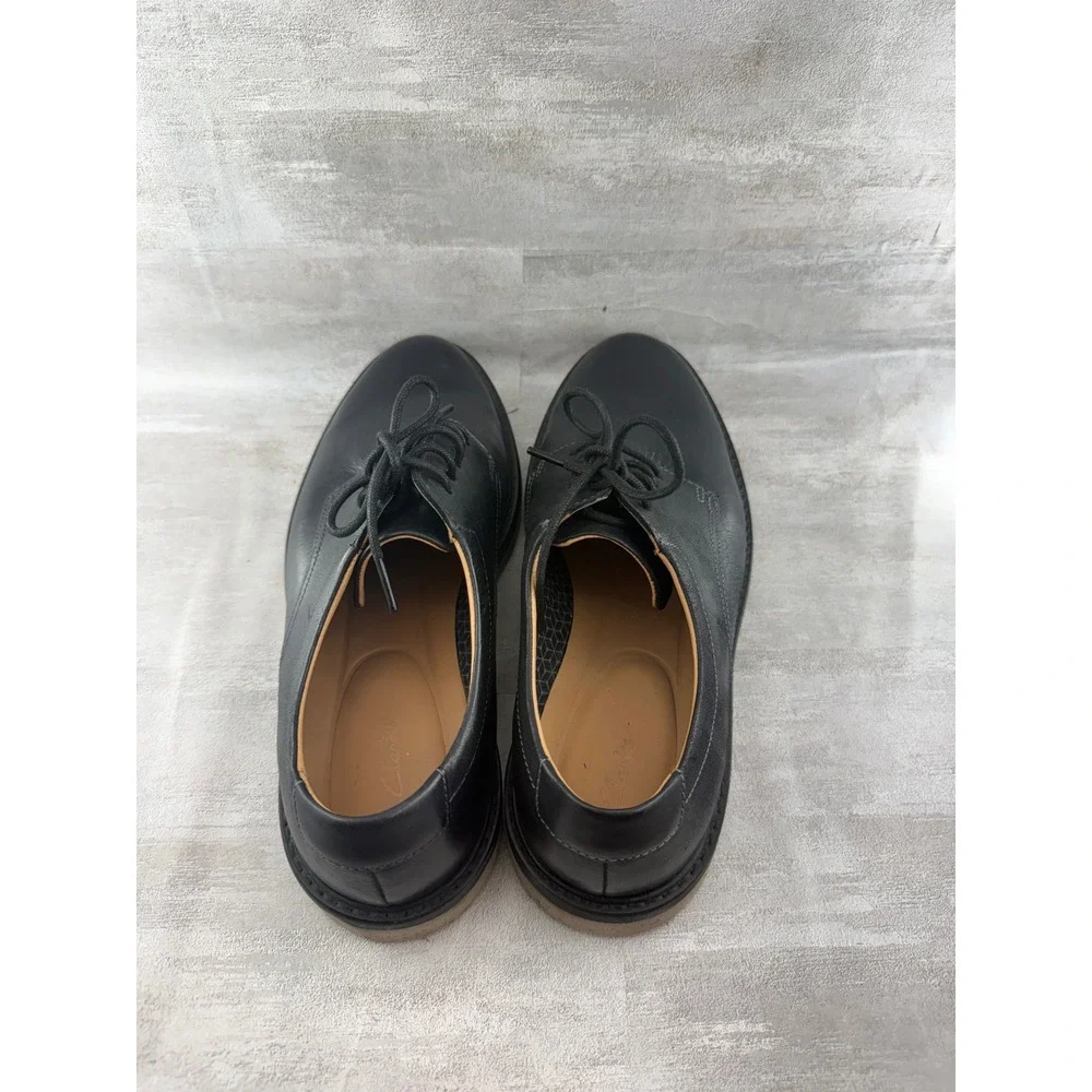 Clarks Men Black Leather Derby Shoes Extralight Lace Up Oxford Sz 8.5M